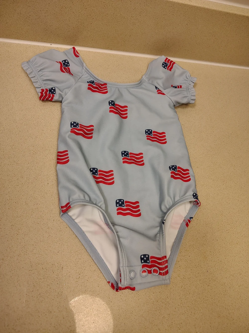 NWOT Cat & Jack Girls Patriotic American Flag Swimsuit Baby Size 9 Months Blue